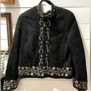 EMPREINTE Gray & tan embroidered jacket size  16